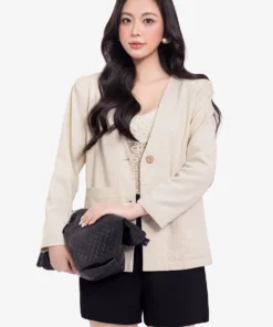 Áo khoác linen độn vai